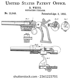 1855 Repeating firearm Gun Patent Art