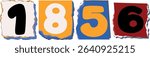 1856 Retro torn paper number Design art