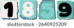 1859 Retro torn paper number Design art