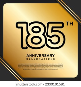 185th anniversary celebration template design with simple and luxury style in golden color, vector template