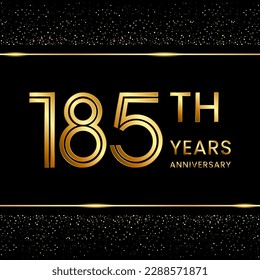 185-jähriges Logo-Design mit Doppelzeilenkonzept. Line Art Stil. Logo der Goldenen Zahl. Vektorvorlagenillustration