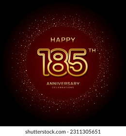 185th  anniversary logo design with a double line concept in gold color, logo vector template illustration