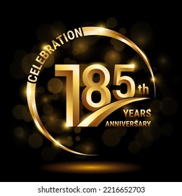 185th Anniversary Logo, Template design for anniversary celebration with golden ring and text, vector illustration