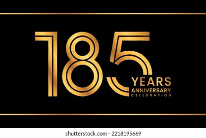 185. Jubiläum-Logo. Jubiläumsfeier-Template-Design mit goldener Farbe für Feierlichkeiten, Einladung, Grußkarte, Flyer, Banner, Web-Vorlage, Doppelzeilenlogo, Vektorgrafik
