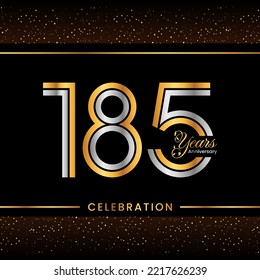 185th Anniversary Logotype. Golden Anniversary template design for celebration event, invitation card, greeting card, flyer, banner, poster, double line logo, vector illustration