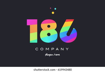 186 creative color green orange blue magenta pink number digit company logo vector icon spectrum