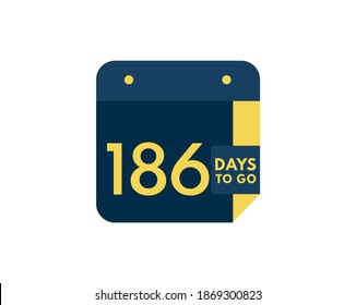 186 days to go calendar icon on white background, 186 days countdown, Countdown left days banner image