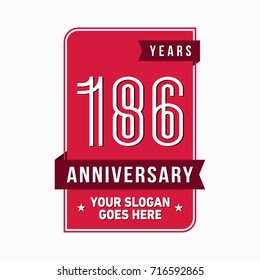 186 years anniversary design template. Vector and illustration.