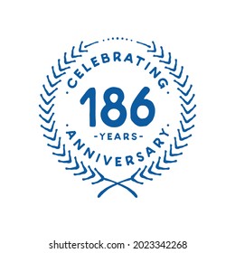 Plantilla de diseño de 186 años. 186º vector e ilustración.