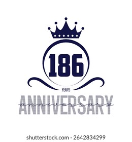 186 anos de design. Vetor de aniversário e modelo de ilustração.