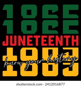 1865 18 de junio Conoce tu historia svg, 12 de junio, diseño de camisetas de historia negra