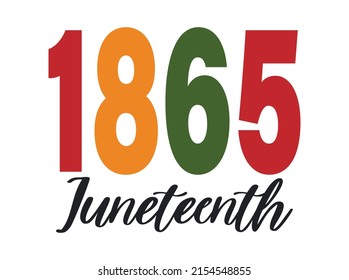 1865 juneteenth - vector logo design for Juneteenth celebration. typography print isolated on white background. 