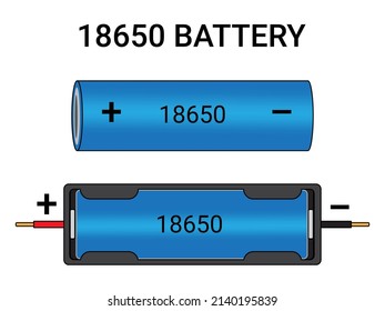 18650 rechargeable battery isolated on white background. Vector illustration.