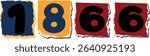 1866 Retro torn paper number Design art