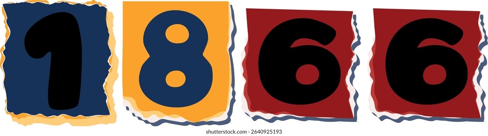 1866 Retro torn paper number Design art