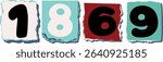 1869 Retro torn paper number Design art