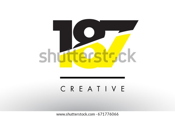 187 Black Yellow Number Logo Design Stock Vector (Royalty Free ...