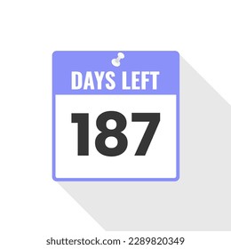 187 Days Left Countdown sales icon. 187 days left to go Promotional banner