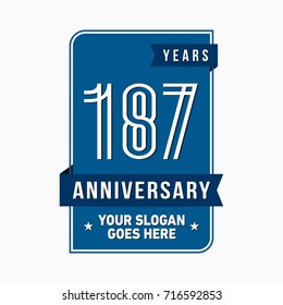 187 years anniversary design template. Vector and illustration.