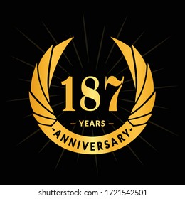 187 years anniversary. Elegant anniversary design. 187th years logo. Vector and illustrations.
