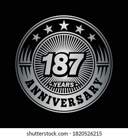 187 years anniversary. Anniversary logo design. Vector and illustration.