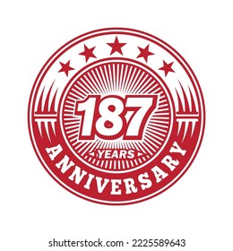 187 years anniversary. Anniversary logo design. Vector and illustration.