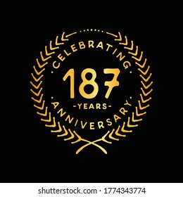 Plantilla de diseño de 187 años. Logo 187. Vector e ilustración.