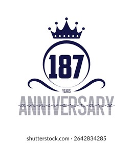 187 anos de modelo de design de logotipo. Vetor e ilustração do 187º aniversário.