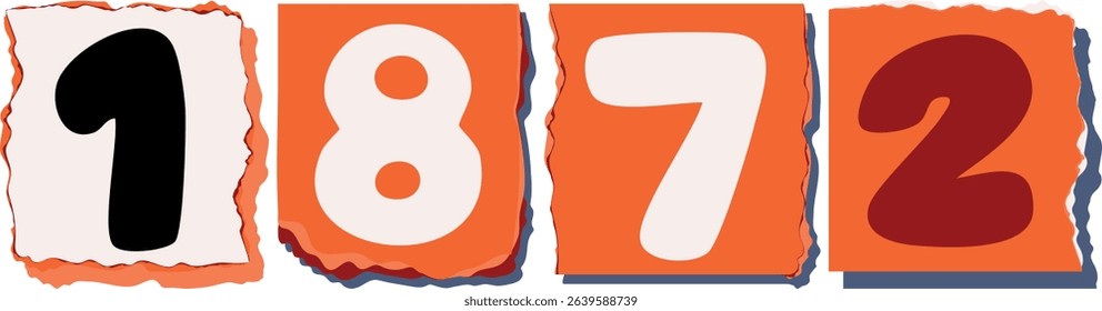 1872 Retro torn paper number Design art