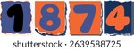 1874 Retro torn paper number Design art