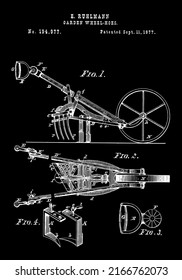 1877 Vintage Garden Wheel Hoes Patent Art