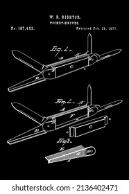 1877 Vintage Pocket Knives Patent Art