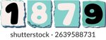 1879 Retro torn paper number Design art