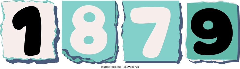 1879 Retro torn paper number Design art