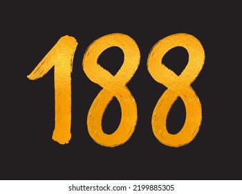 188 Number logo vector illustration, 188 Years Anniversary Celebration Vector Template, 188th birthday, Gold Lettering Numbers brush drawing hand drawn sketch, number logo design for print, t shirt