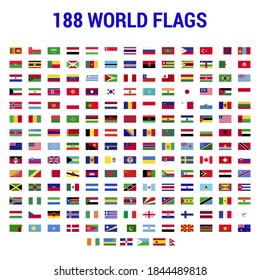 188 World National Flags Collection Flat Vector