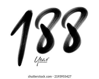 188 Years Anniversary Celebration Vector Template, 188 number logo design, 188th birthday, Black Lettering Numbers brush drawing hand drawn sketch, number logo design vector illustration