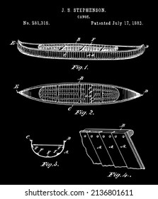 1883 Vintage Canoe Patent Art.