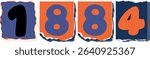 1884 Retro torn paper number Design art