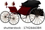 1885 retro car, red with headlights