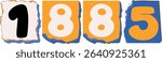 1885 Retro torn paper number Design art