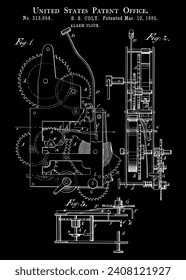 1885 Vintage Alarm clock patent