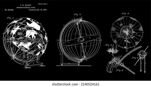 1886 Terrestro Sidereal Globe Patent Art.