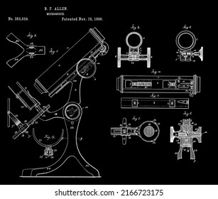 1886 Vintage Microscope Patent Art