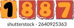 1887 Retro torn paper number Design art