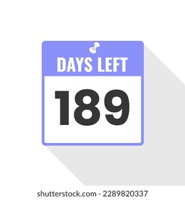 189 Days Left Countdown sales icon. 189 days left to go Promotional banner