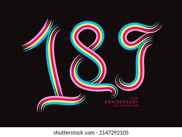 189 number design vector, graphic t shirt, 189 years anniversary celebration logotype colorful line, 189th birthday logo, Banner template, logo number elements for invitation card, poster