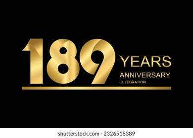 189 year anniversary vector banner template. gold icon isolated on black background.