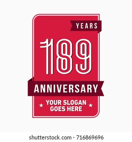 189 years anniversary design template. Vector and illustration.