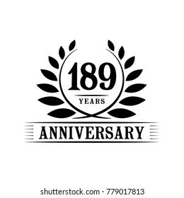 189 years anniversary logo template.